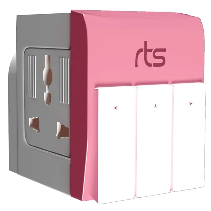 rts 3-in-1 Universal Travel Adapter Multi-Plug with Individual Switch Socket with Spike Buster Fuse Protected | multiplug Three pin Plug Socket