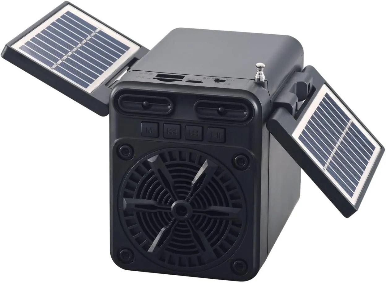 Multi-function FM Radio with Solar Panel, Speaker and TF Card Compatibility