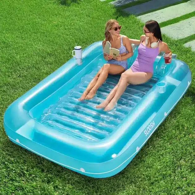 Sloosh Inflatable Tanning Pool Lounge Float, 85\" x 57\" Sun Tan Tub Adult Pool Floats Raft for Pool Sunbathing Suntan Blow up Pool Lounger Tanning Bed Floatie for Adult