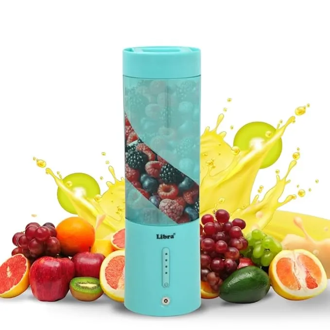 Portable Blender, USB Rechargeable Blender Juicer with 6 Blades, 450ml Capacity, 4000mAh Battery, 200W Motor, Waterproof Portable Juicer for Travel, Gym &amp; Office