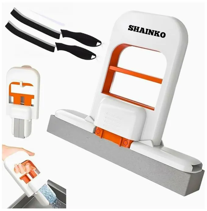 Mini Foldable Desktop Mop – Self-Squeeze PVA Sponge Head for Wet &amp; Dry Cleaning – Portable Handheld Cleaner for Kitchen, Bathroom, Glass, Windows, Cars &amp; Small Spaces